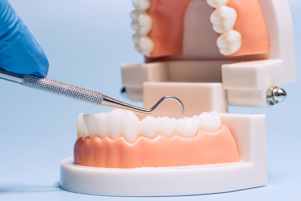 Sabit ve hareketli protez diş çeşitlerini ve ağız içindeki konumlarını gösteren şematik görsel.